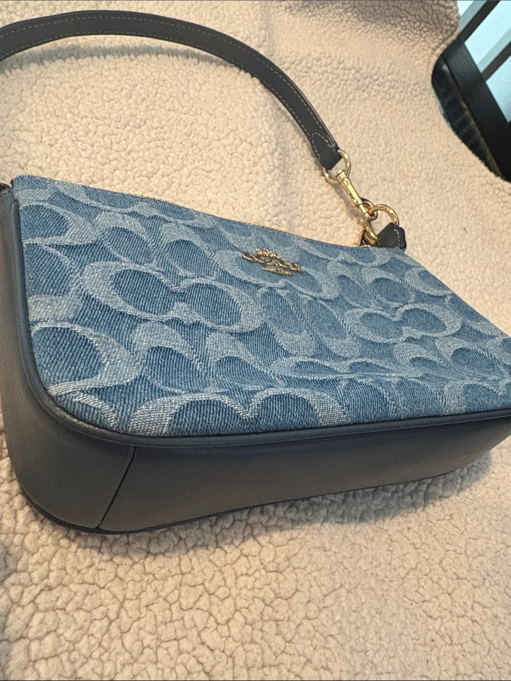Coach Denim Signature nolita in Blue with Black Strap and Gold Hardware - Picture 5 of 8